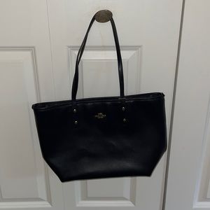 Navy blue Coach Zip Top Tote